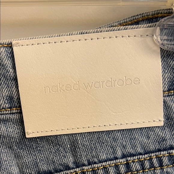 Naked Wardrobe Blue Distressed Jean Shorts - Picture 6 of 7